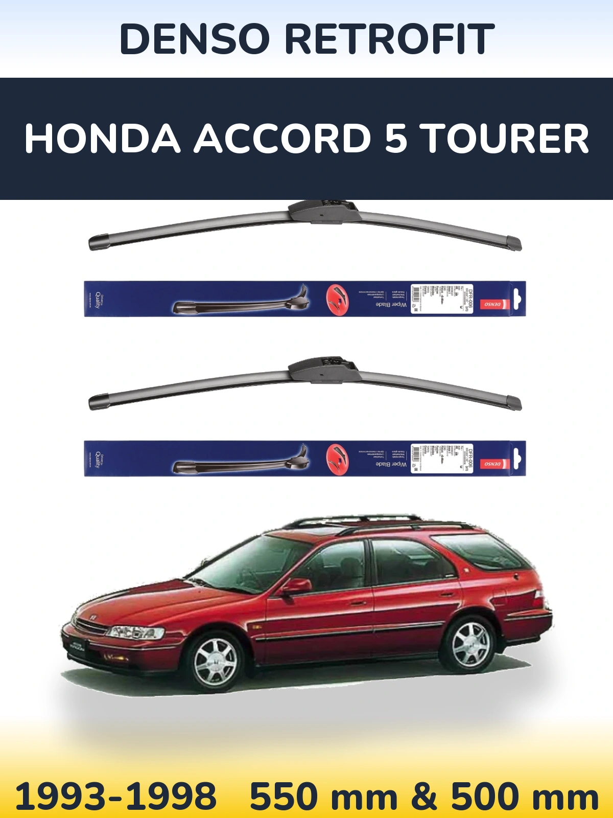 Комплект передних дворников Denso Retrofit 550 & 500 мм для Honda Accord 5 Tourer 1993-1998