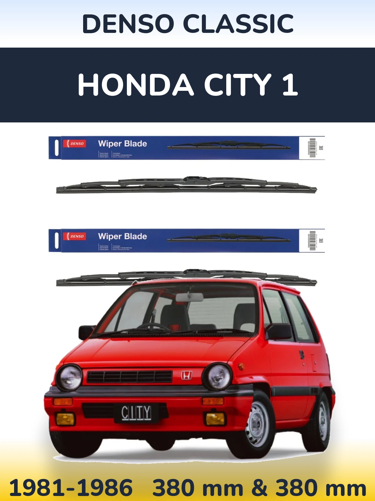 Комплект передних дворников Denso Classic 380 & 380 мм для Honda City 1 1981-1986