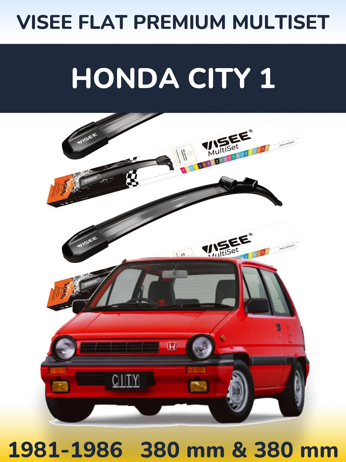 Комплект передніх щіток VISEE FLAT PREMIUM MultiSet 380 & 380 мм для Honda City 1 1981-1986