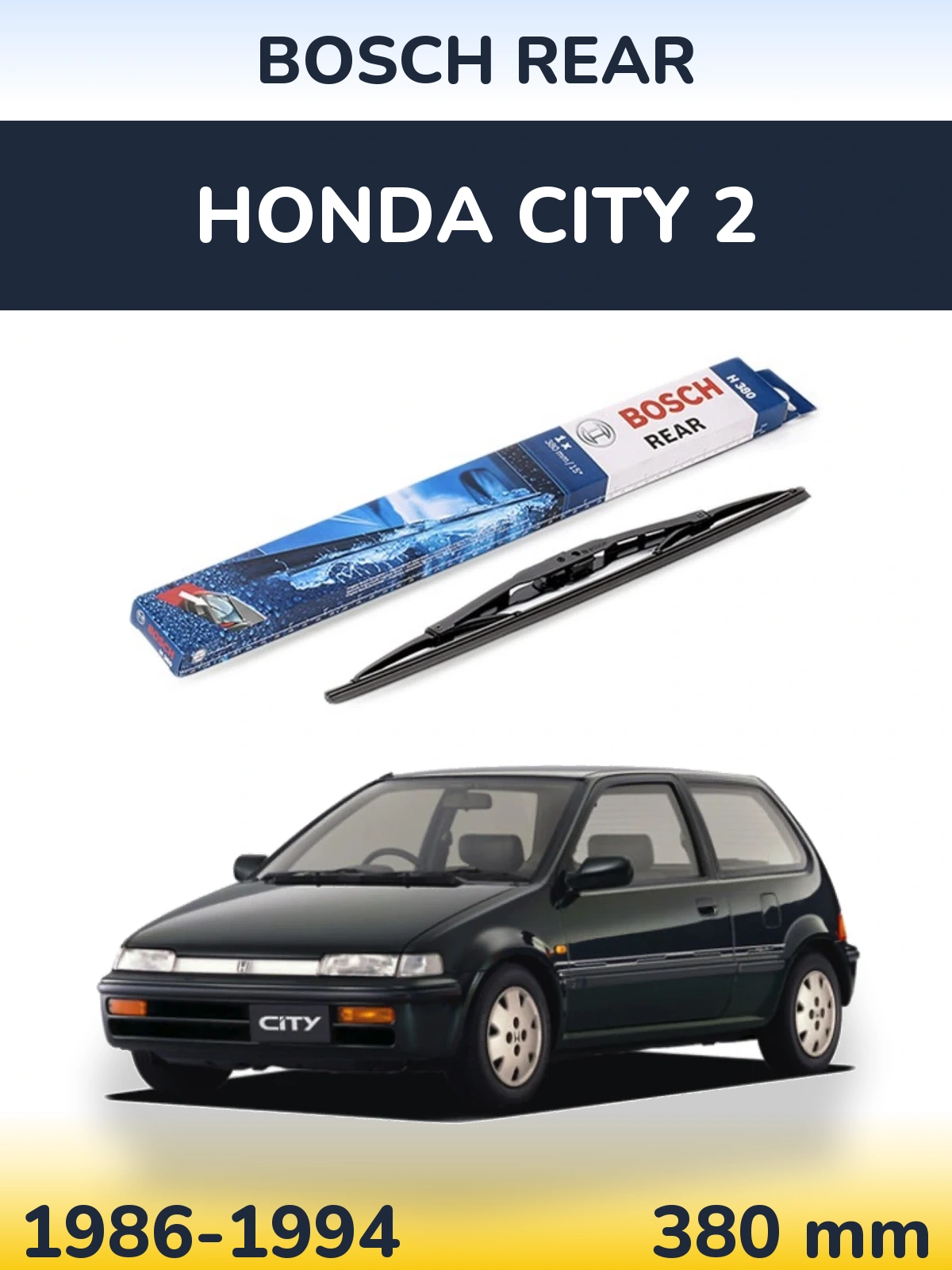 Rear wiper blade BOSCH Rear 380 mm for Honda City 2 1986-1994