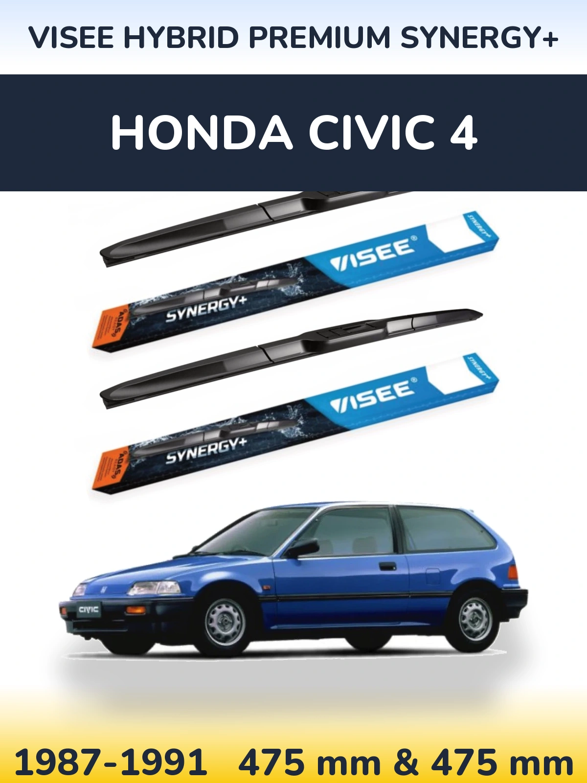 Komplet przednich wycieraczek VISEE HYBRID PREMIUM SYNERGY+ 475 & 475 mm do Honda Civic 4 1987-1991