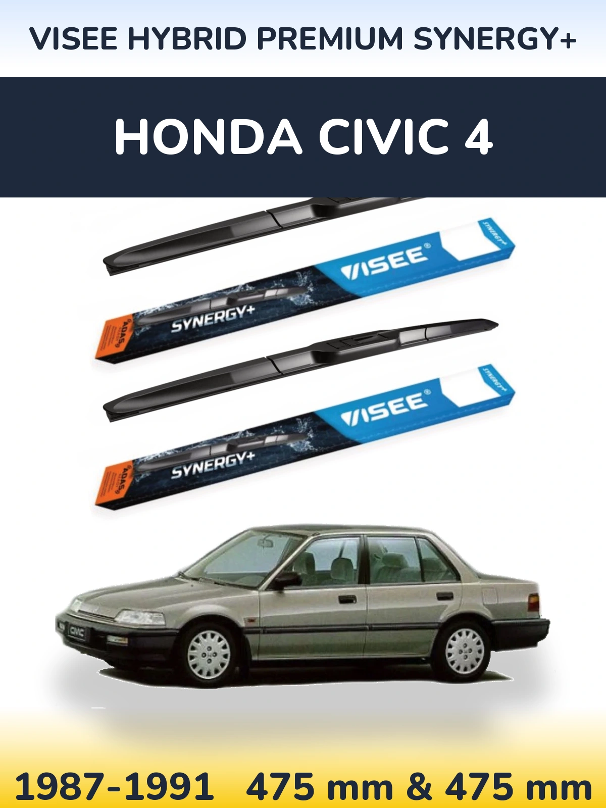 Komplet przednich wycieraczek VISEE HYBRID PREMIUM SYNERGY+ 475 & 475 mm do Honda Civic 4 1987-1991