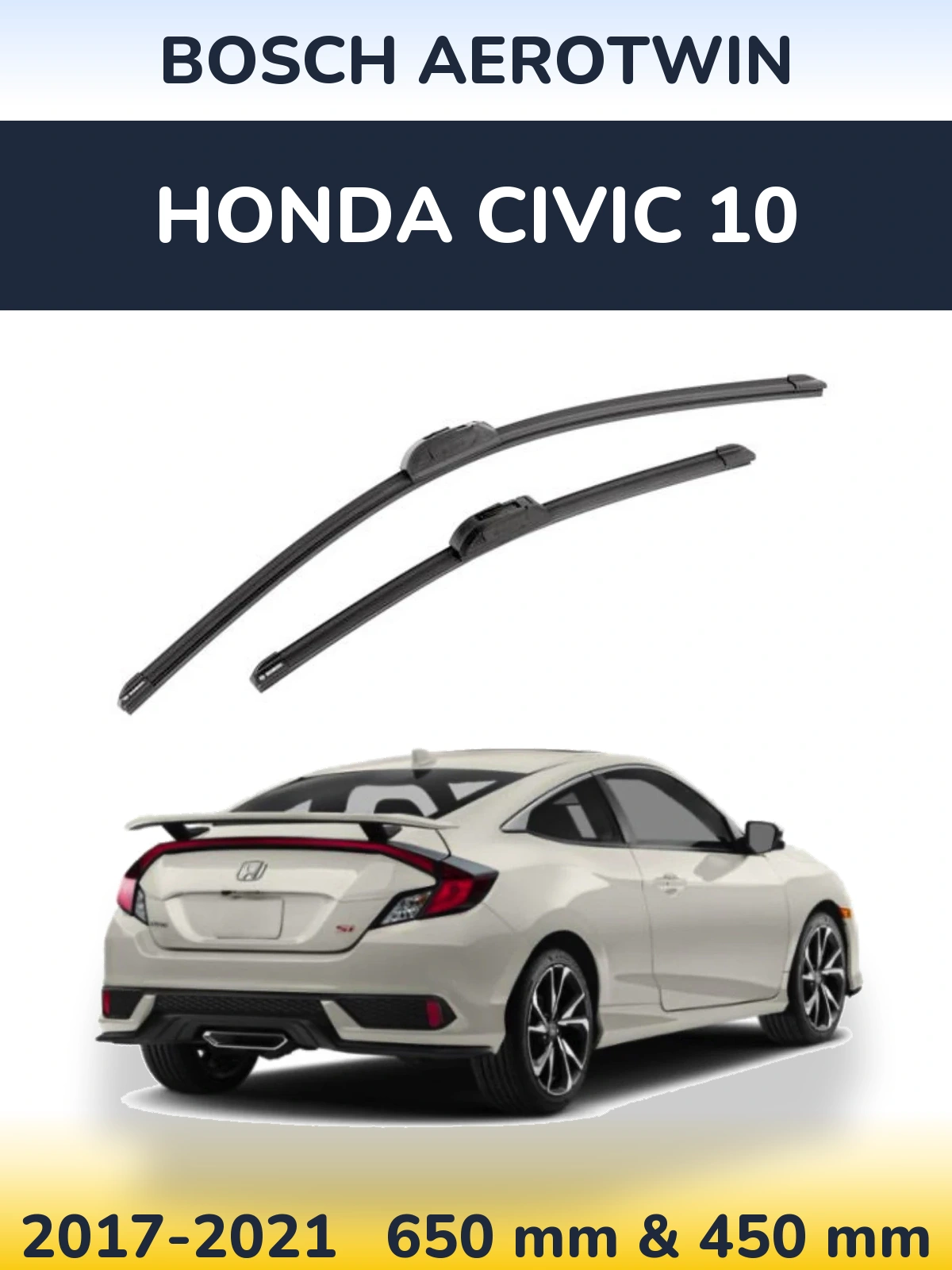Komplet przednich wycieraczek BOSCH AeroTwin 650 & 450 mm do Honda Civic 10 2017-2021
