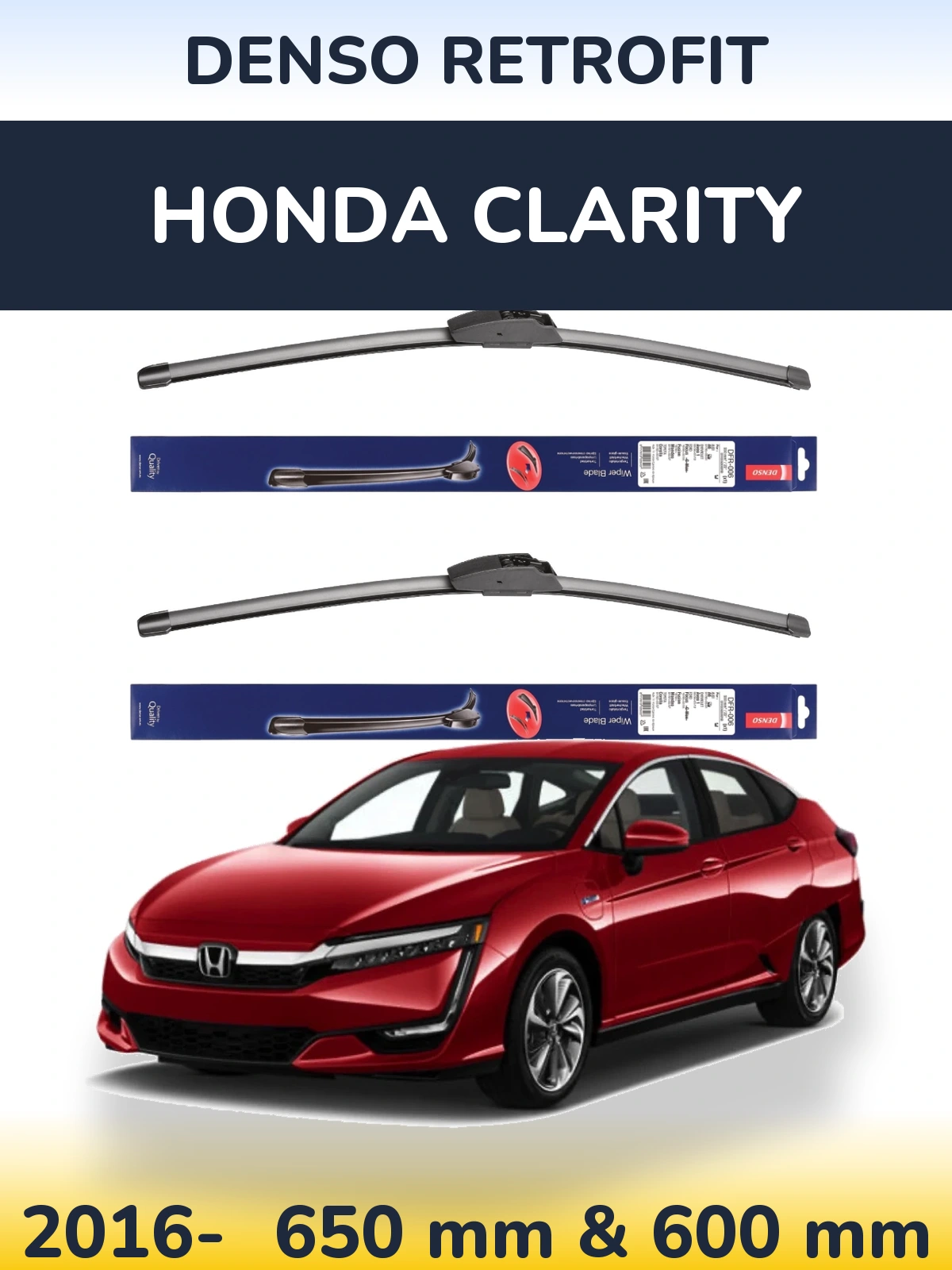 Комплект передних дворников Denso Retrofit 650 & 600 мм для Honda Clarity 2016-2026