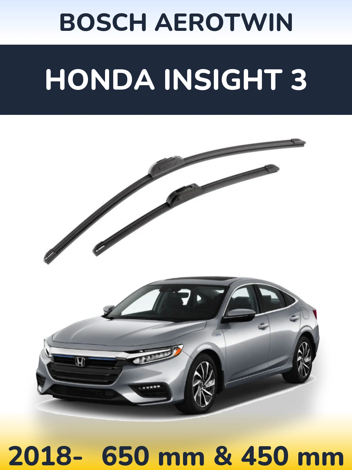 Комплект передних дворников BOSCH AeroTwin 650 & 450 мм для Honda Insight 3 2018-2026