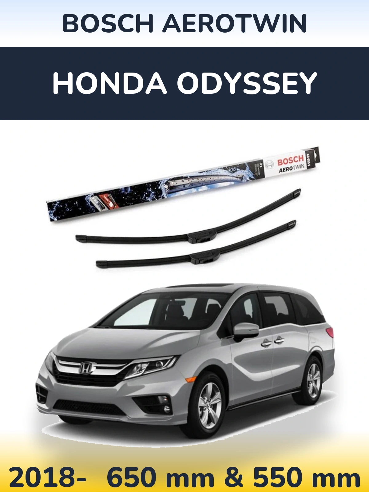 Komplet przednich wycieraczek BOSCH AeroTwin 650 & 550 mm do Honda Odyssey 5 2018-2026
