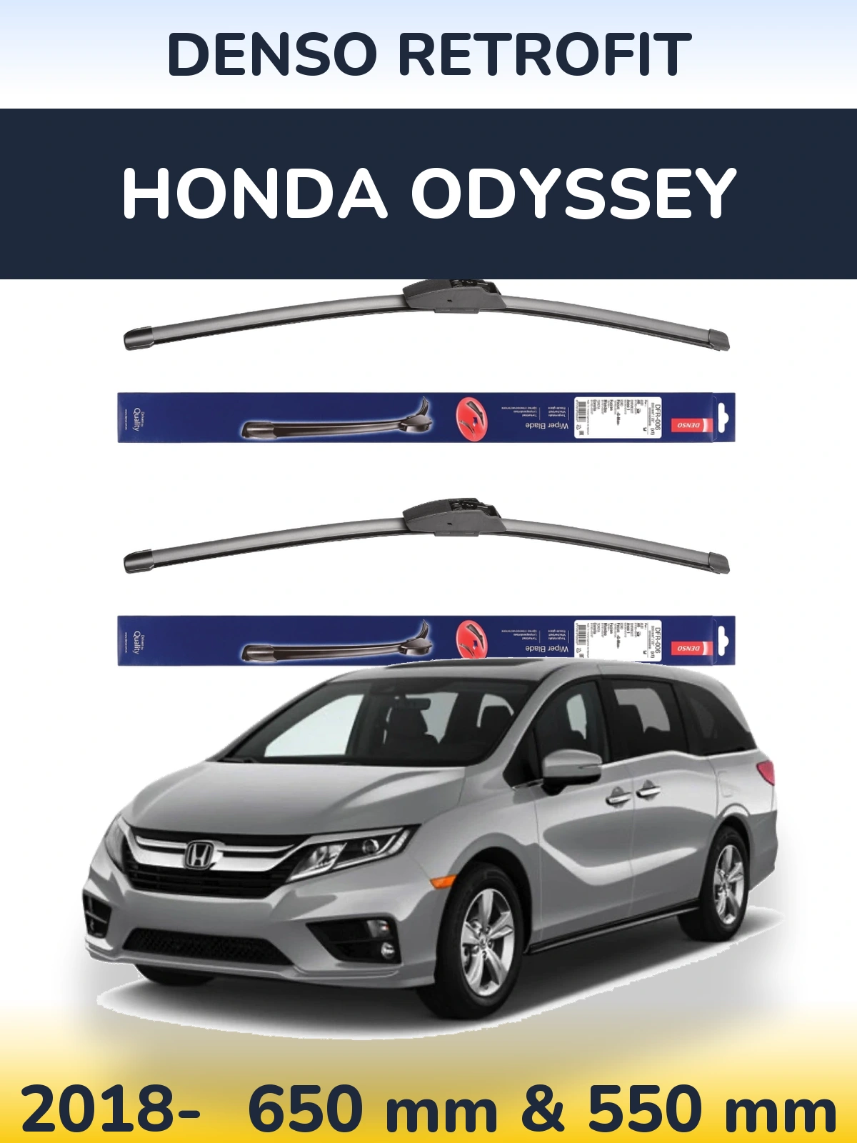 Комплект передних дворников Denso Retrofit 650 & 550 мм для Honda Odyssey 2018-2026
