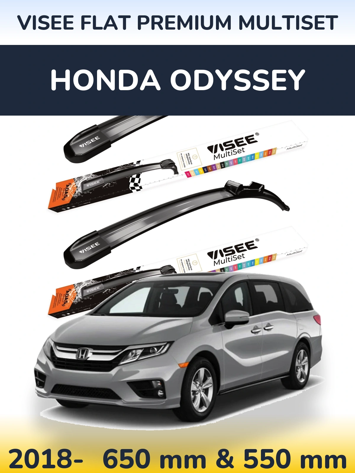 Komplet przednich wycieraczek VISEE FLAT PREMIUM MultiSet 650 & 550 mm do Honda Odyssey 5 2018-2026