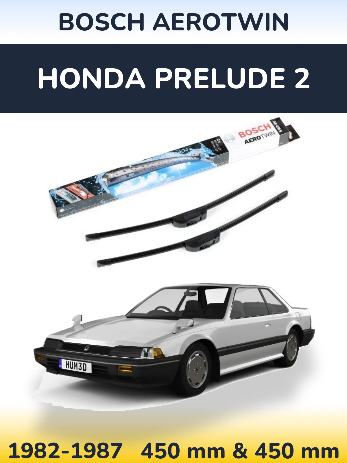 Komplet przednich wycieraczek BOSCH AeroTwin 450 & 450 mm do Honda Prelude 2 1982-1987