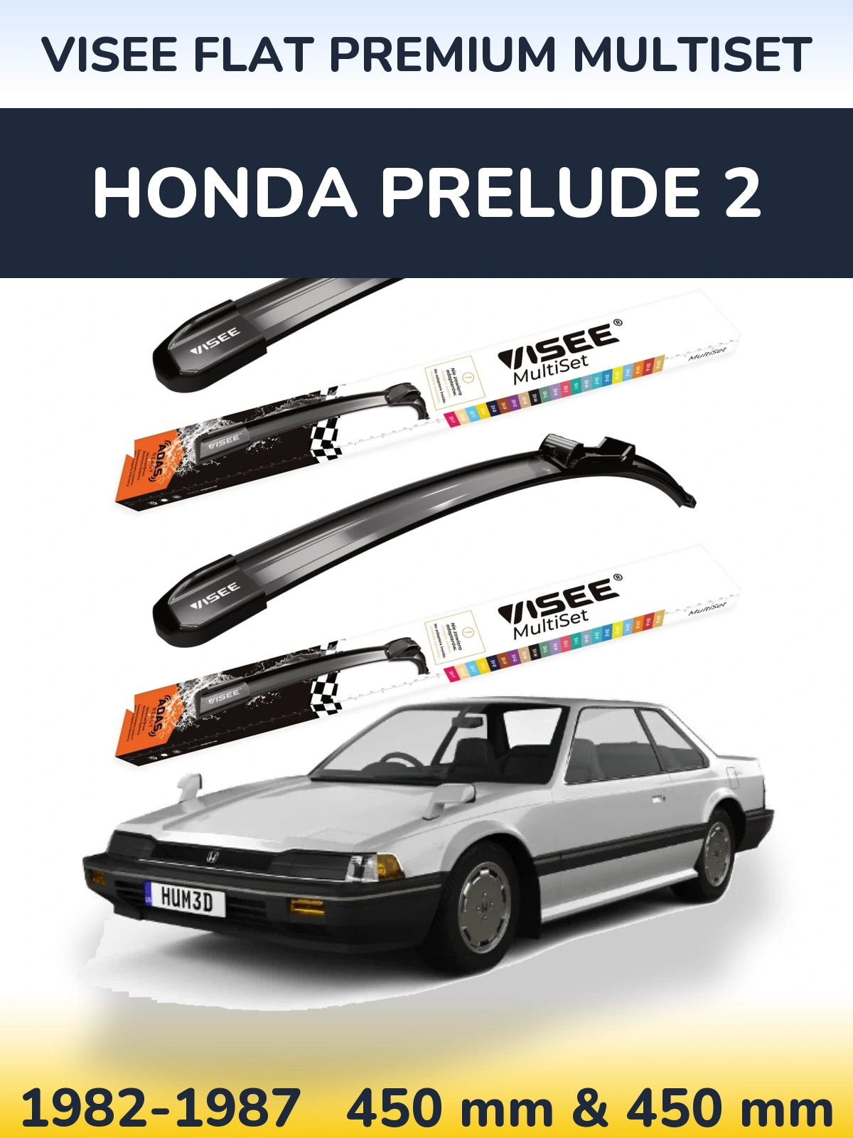 Komplet przednich wycieraczek VISEE FLAT PREMIUM MultiSet 450 & 450 mm do Honda Prelude 2 1982-1987