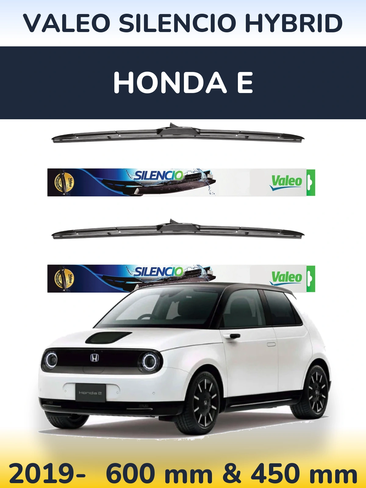 Комплект передних дворников Valeo Silencio Hybrid 600 & 450 мм для Honda E 2019-2026