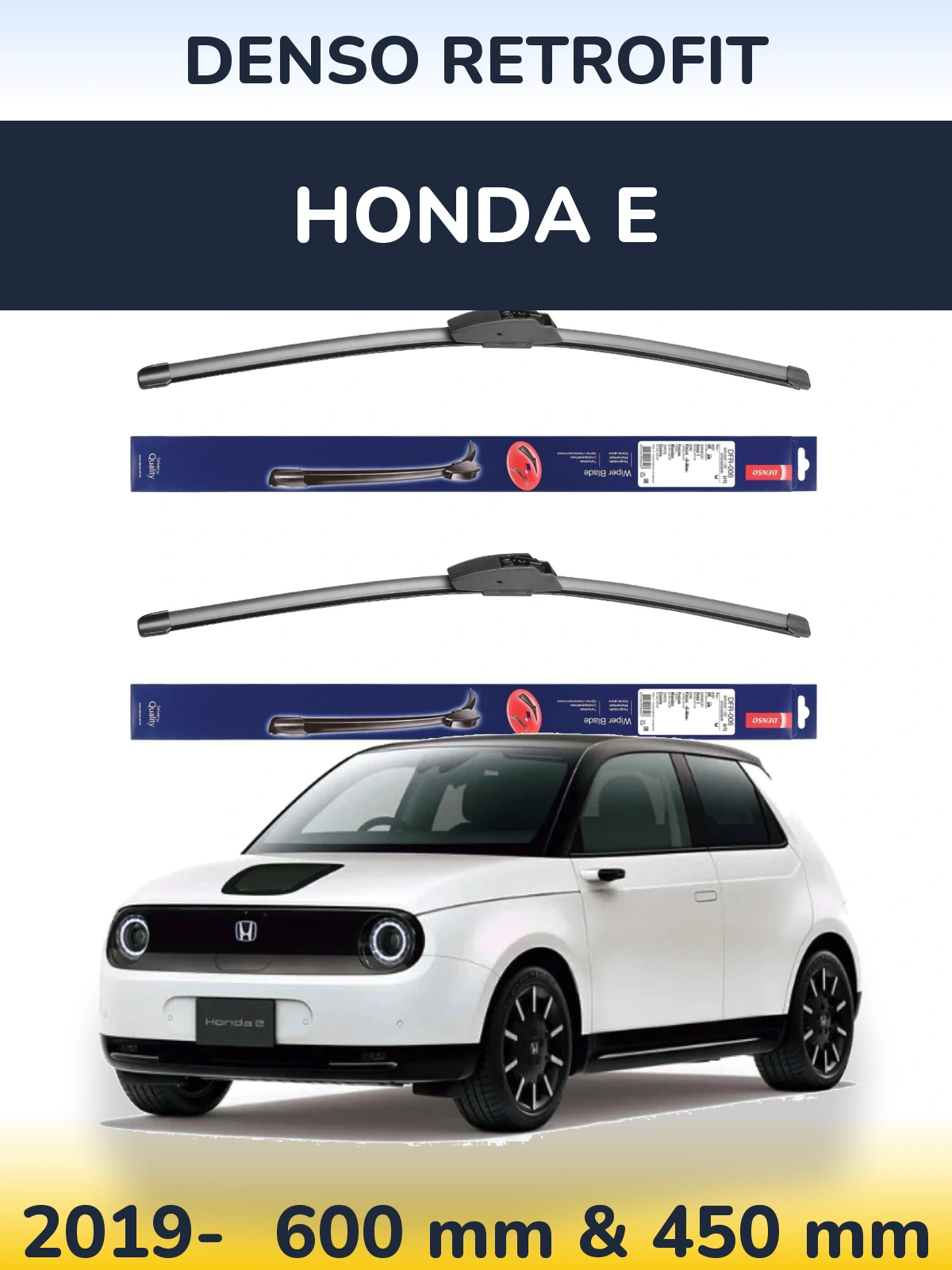 Комплект передних дворников Denso Retrofit 600 & 450 мм для Honda E 2019-2026