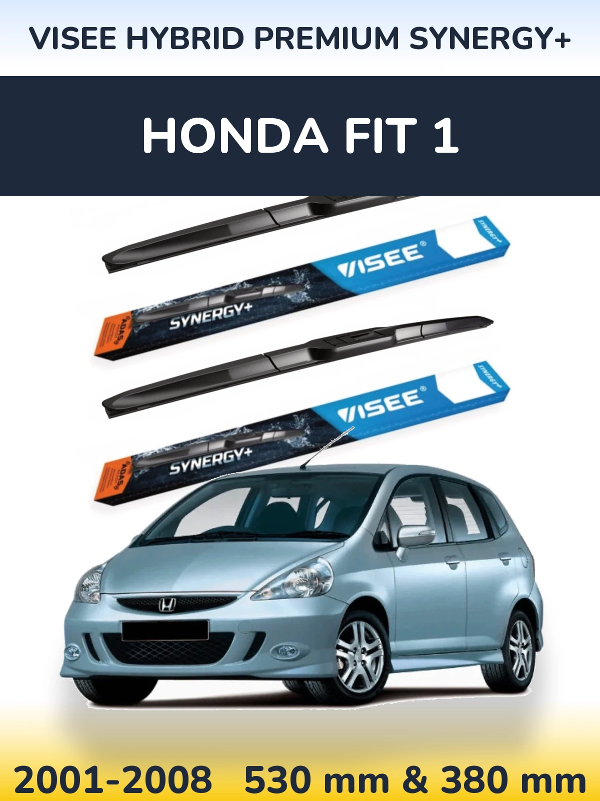 Комплект передніх щіток VISEE HYBRID PREMIUM SYNERGY+ 530 & 380 мм для Honda Fit 1 2001-2008