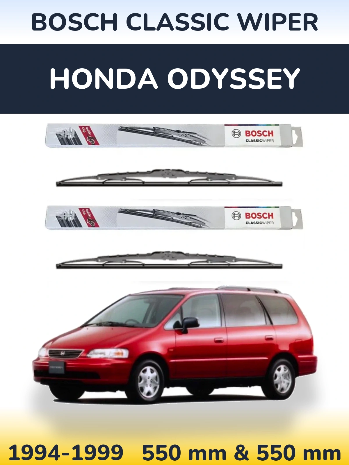 Комплект передних дворников BOSCH Classic Wiper 550 & 550 мм для Honda Odyssey 1994-1999