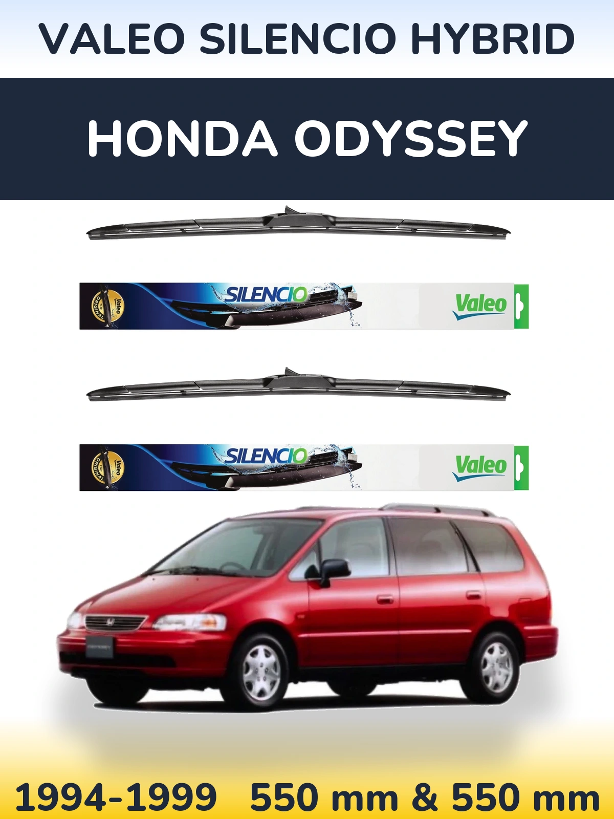 Комплект передних дворников Valeo Silencio Hybrid 550 & 550 мм для Honda Odyssey 1994-1999
