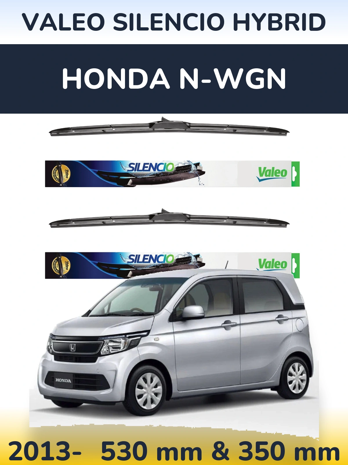 Комплект передніх щіток Valeo Silencio Hybrid 530 & 350 мм для Honda N-wgn 2013-2026