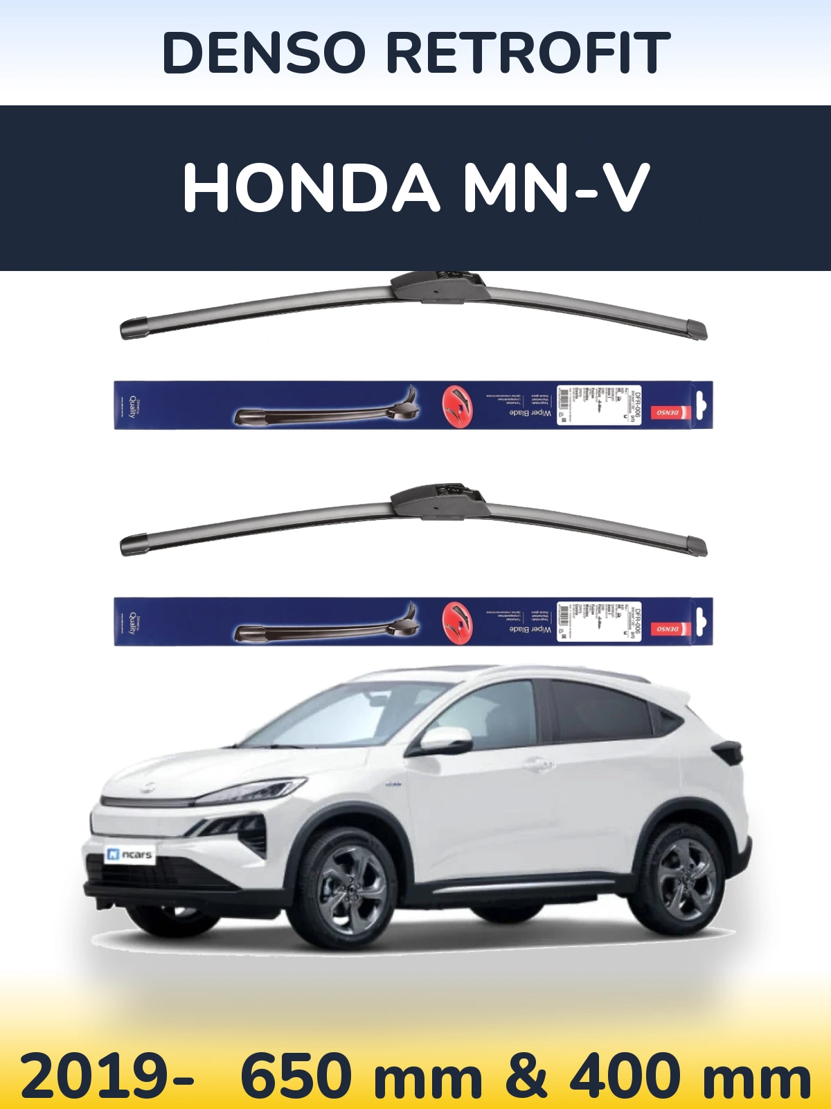 Komplet przednich wycieraczek Denso Retrofit 650 & 400 mm do Honda MN-V 2019-2026