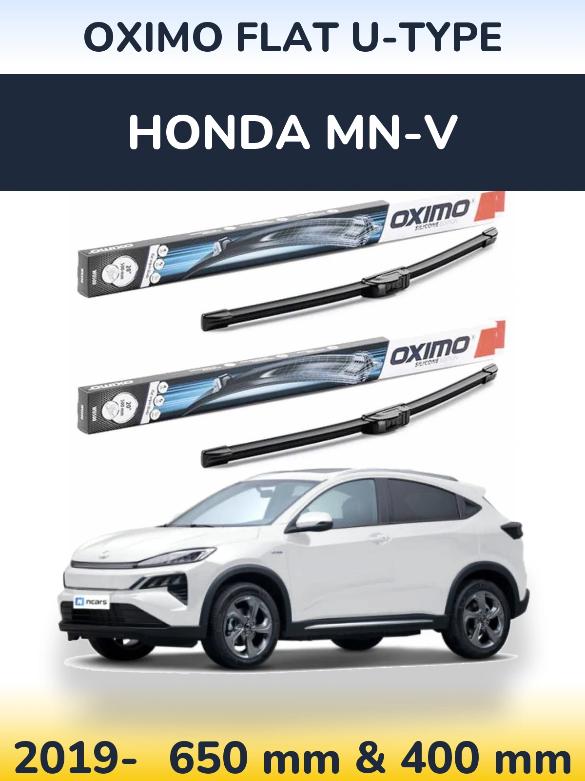 Komplet przednich wycieraczek Oximo Flat U-type 650 & 400 mm do Honda MN-V 2019-2026