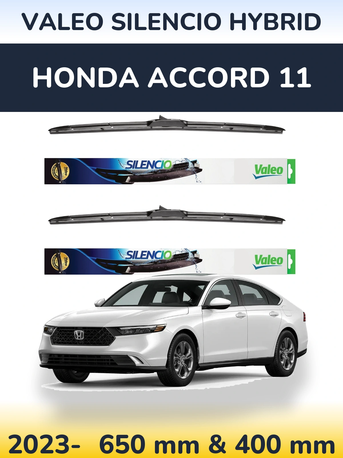 Komplet przednich wycieraczek Valeo Silencio Hybrid 650 & 400 mm do Honda Accord 11 2023-2026