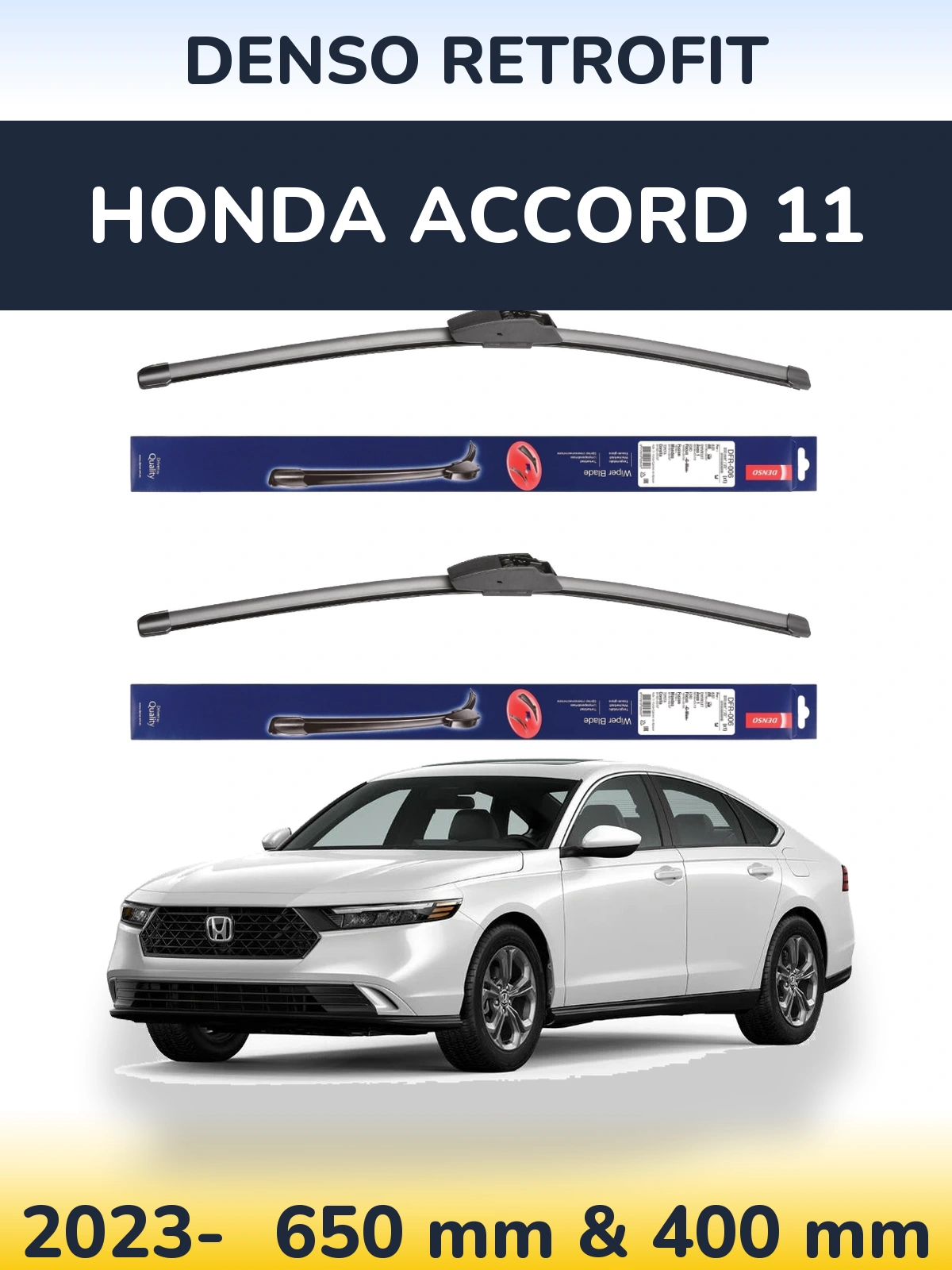 Komplet przednich wycieraczek Denso Retrofit 650 & 400 mm do Honda Accord 11 2023-2026