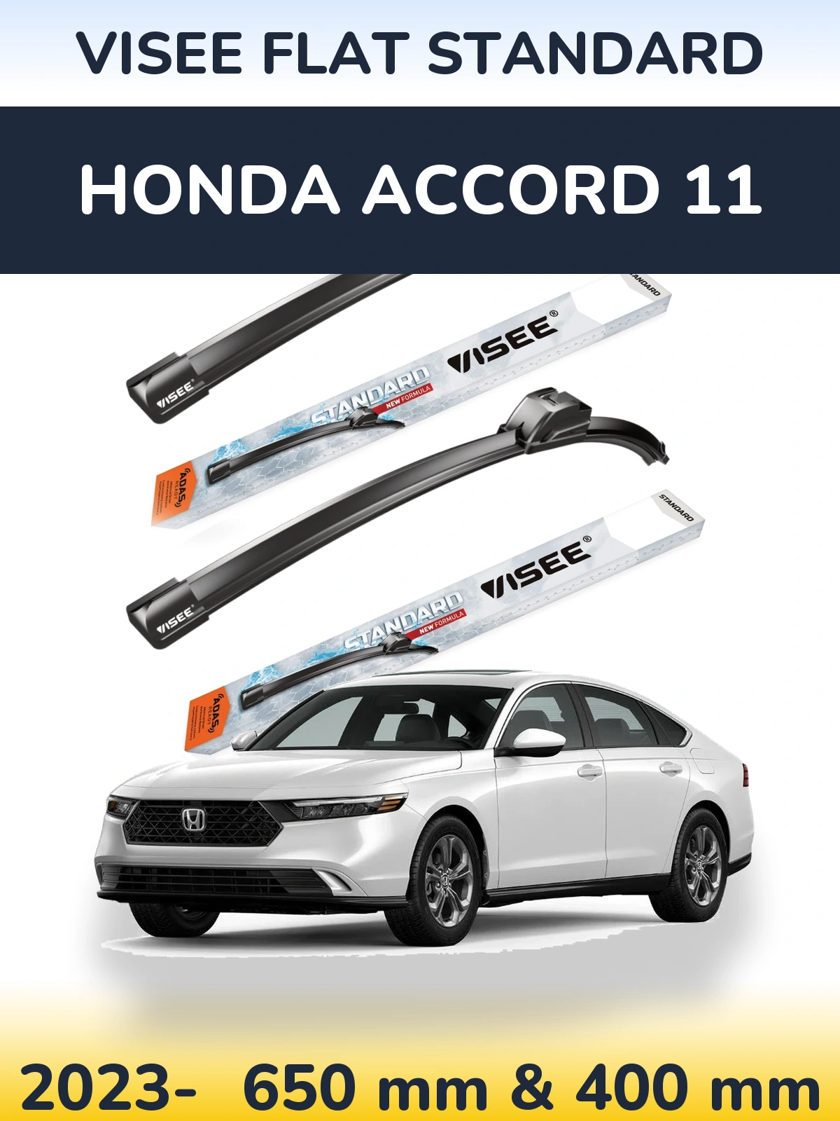 Komplet przednich wycieraczek VISEE FLAT STANDARD 650 & 400 mm do Honda Accord 11 2023-2026