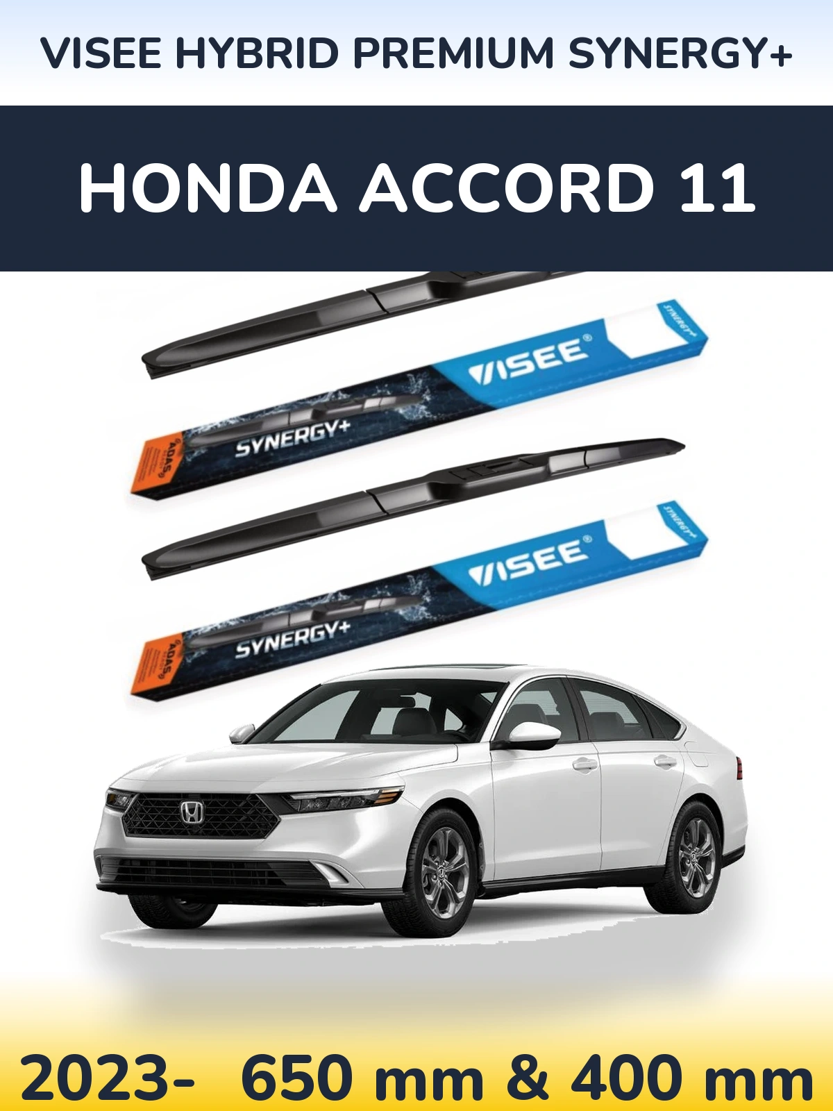 Комплект передніх щіток VISEE HYBRID PREMIUM SYNERGY+ 650 & 400 мм для Honda Accord 11 2023-2026