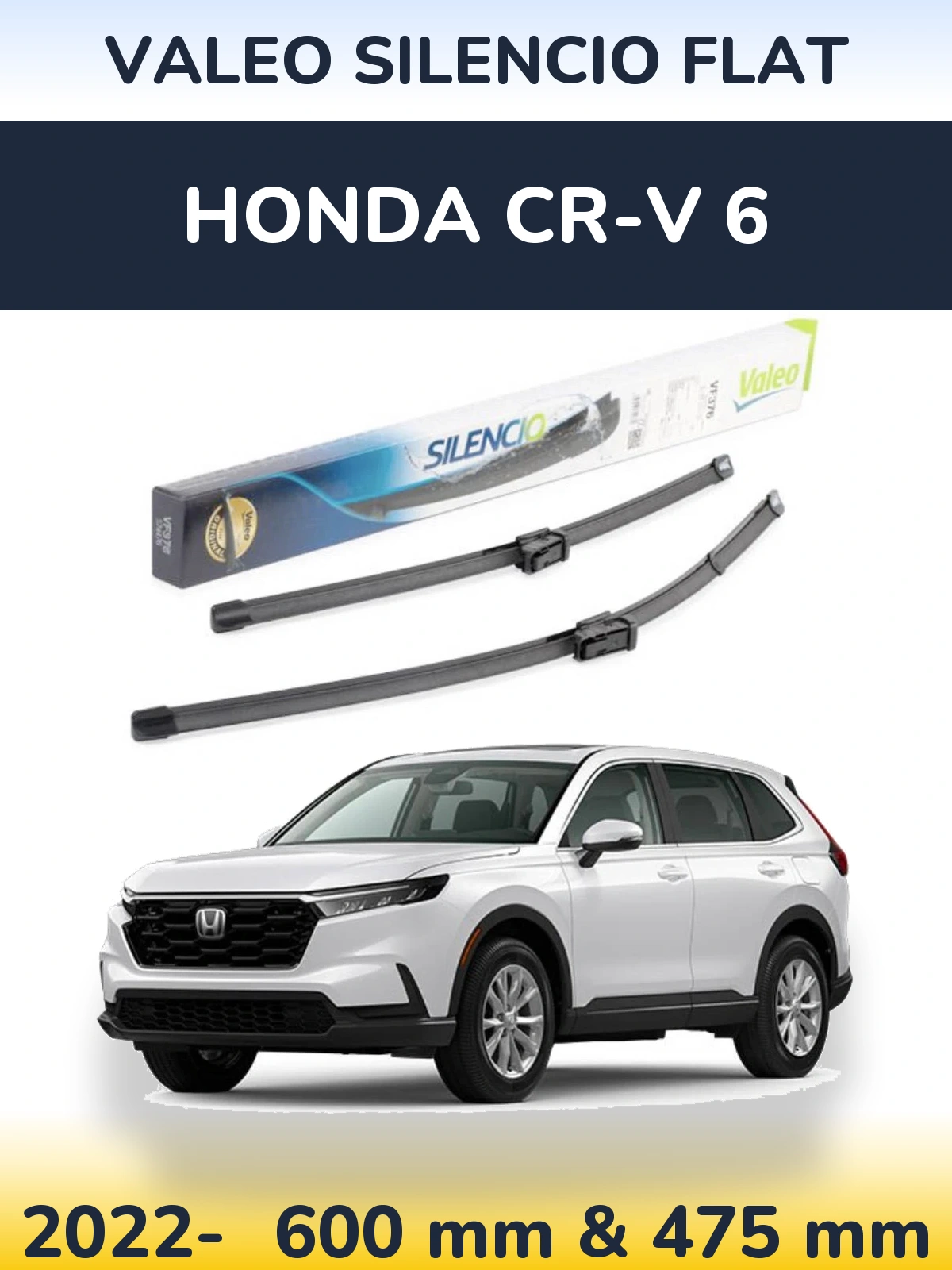 Комплект передніх щіток Valeo Silencio Flat 600 & 475 мм для Honda CR-V 6 2022-2026