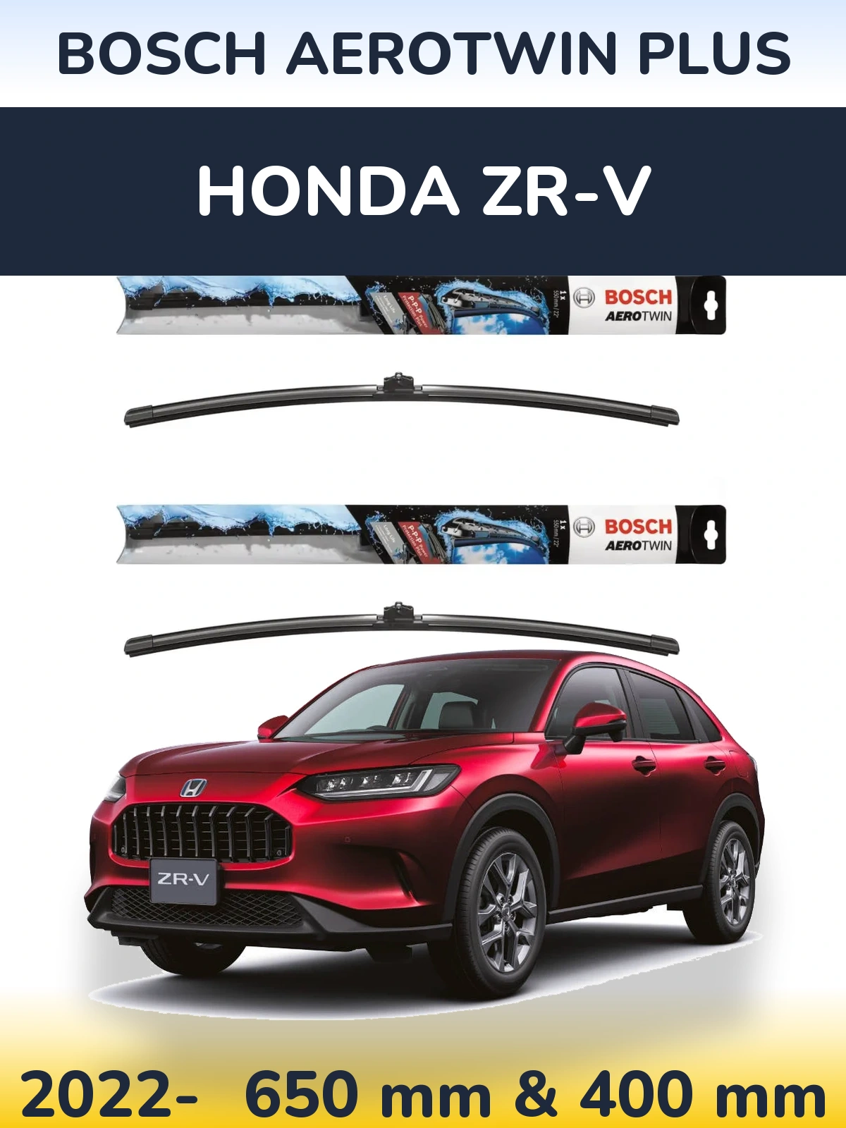 Комплект передніх щіток BOSCH AeroTwin Plus 650 & 400 мм для Honda ZR-V 2022-2026