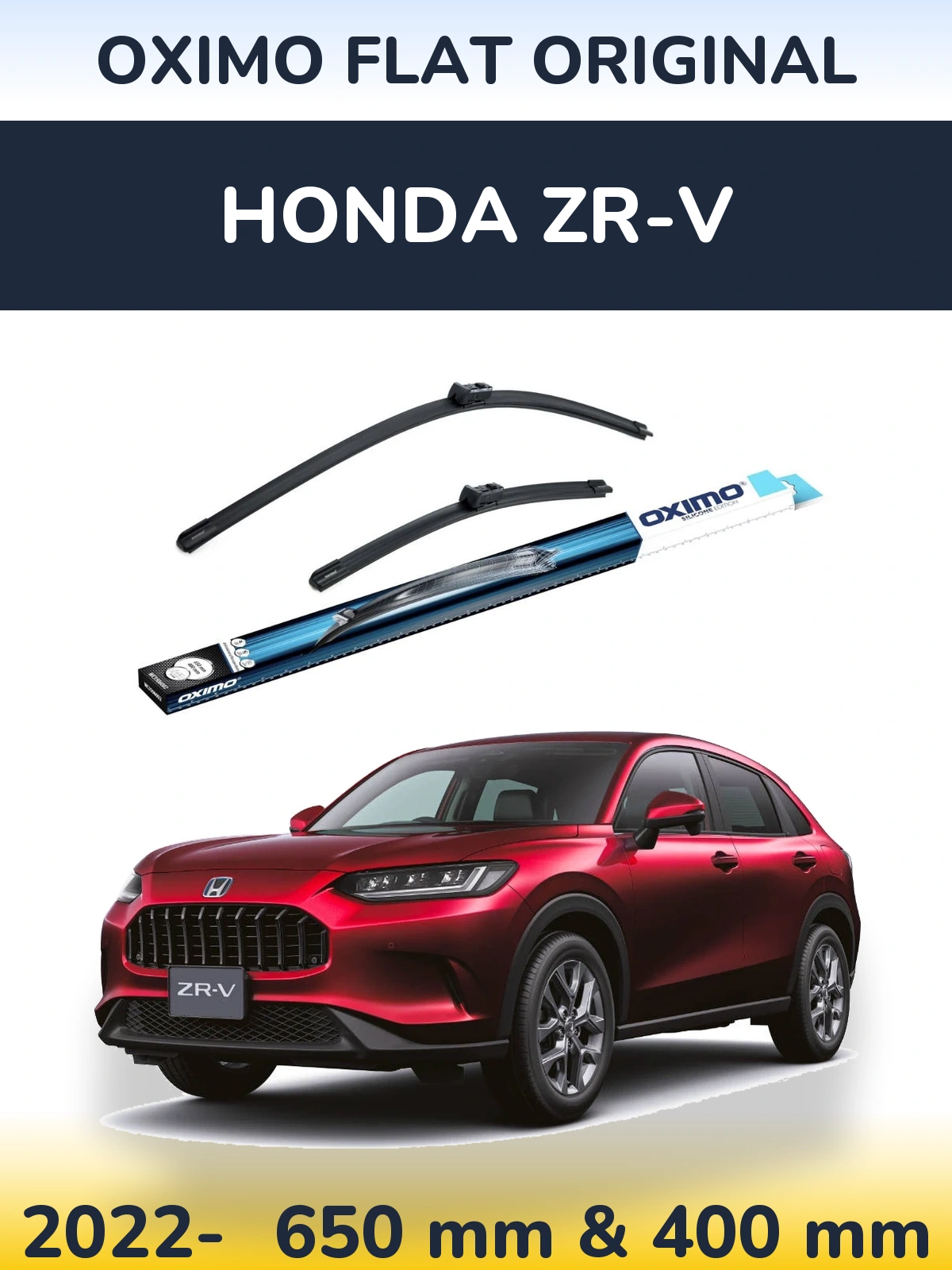 Front wiper blade set Oximo Flat Original 650 & 400 mm for Honda ZR-V 2022-2026