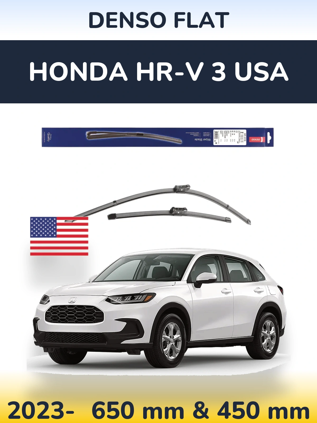 Комплект передних дворников Denso Flat 650 & 450 мм для Honda HR-V 3 USA 2023-2026