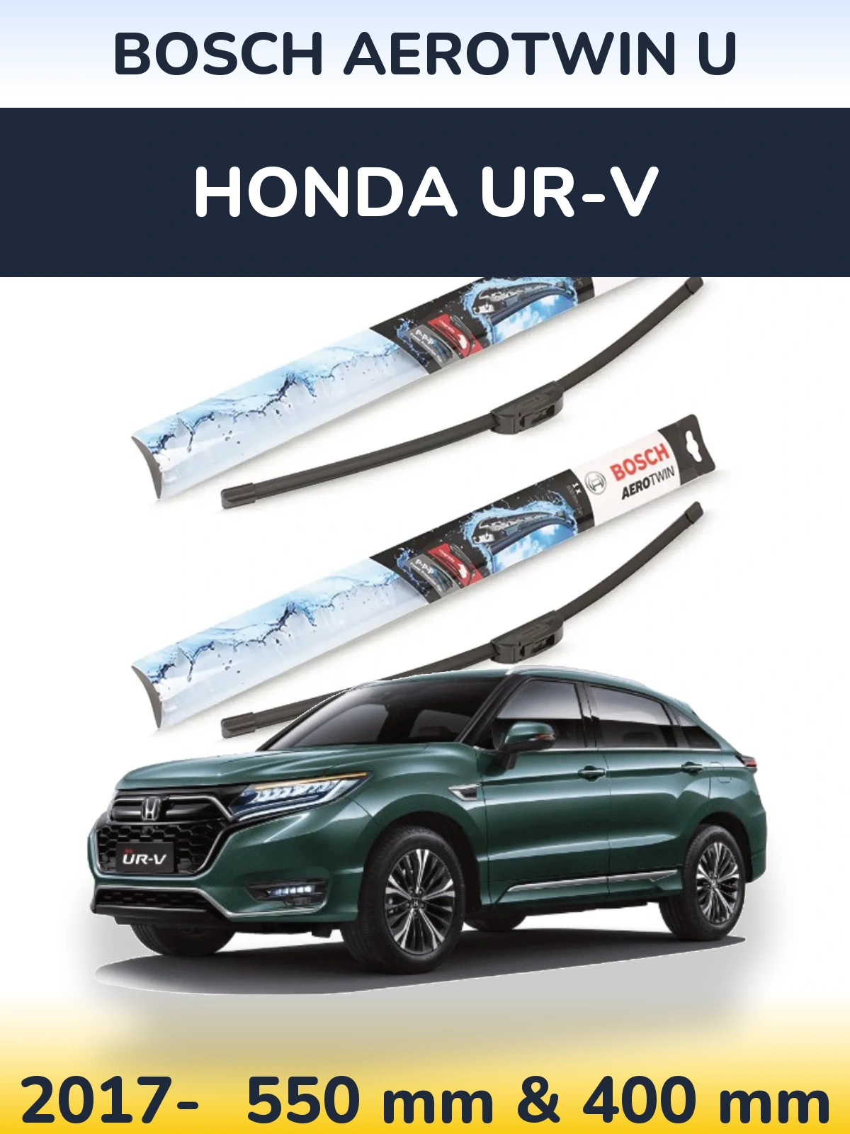 Комплект передних дворников BOSCH AeroTwin U 550 & 400 мм для Honda UR-V 2017-2026