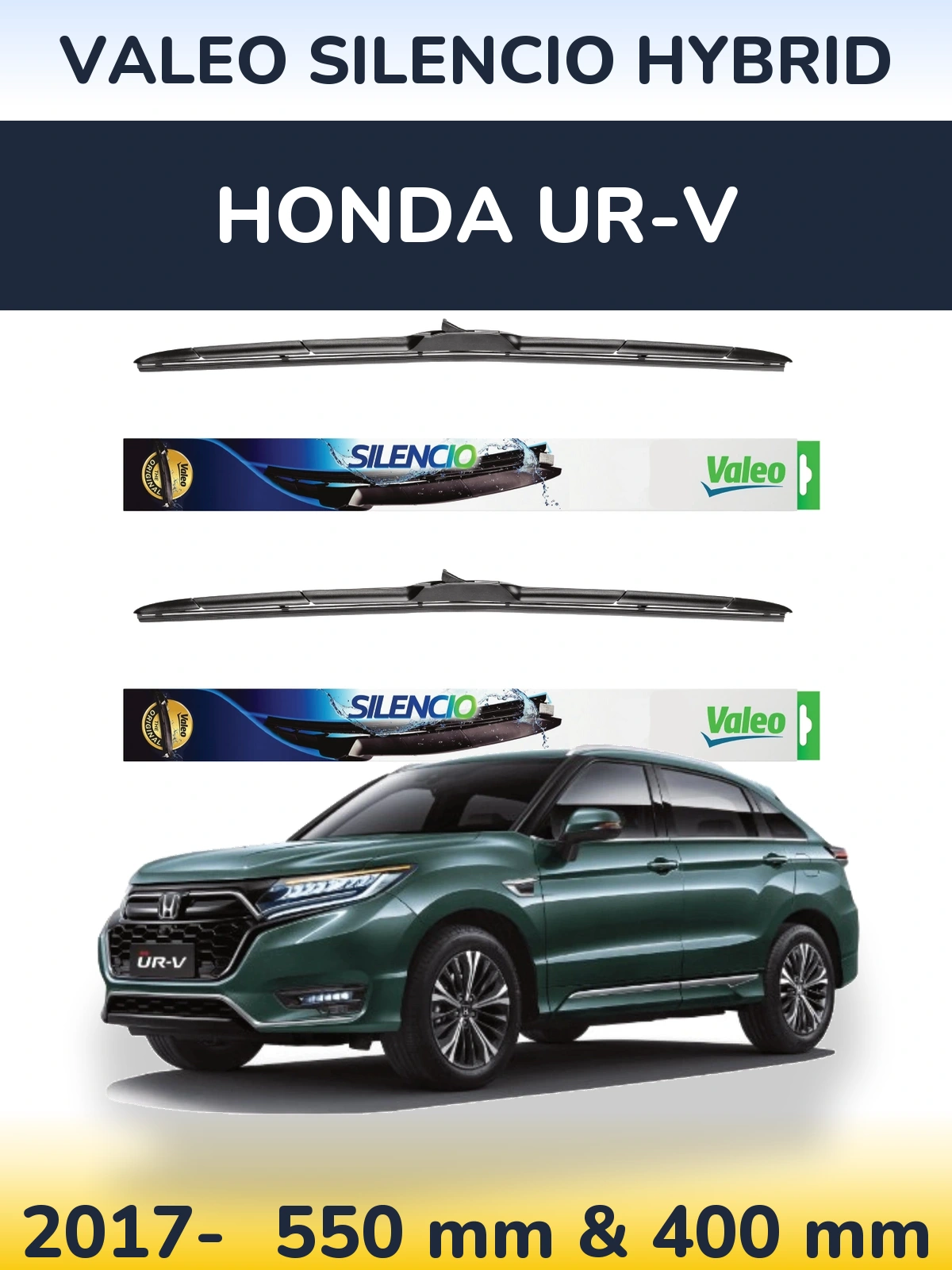 Комплект передніх щіток Valeo Silencio Hybrid 550 & 400 мм для Honda UR-V 2017-2026