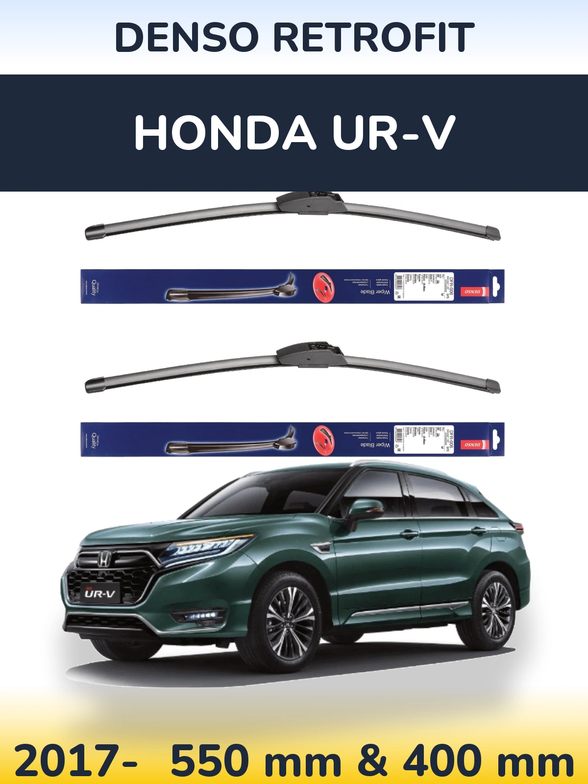 Front wiper blade set Denso Retrofit 550 & 400 mm for Honda UR-V 2017-2026
