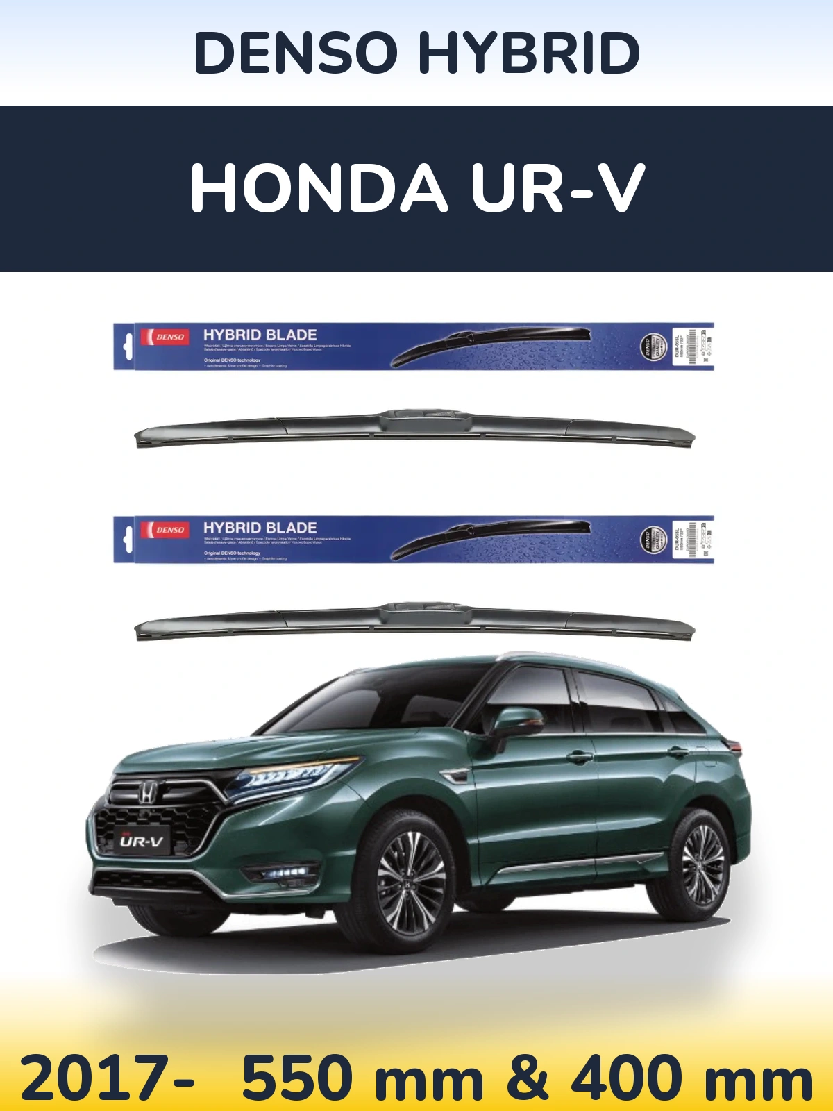 Front wiper blade set Denso Hybrid 550 & 400 mm for Honda UR-V 2017-2026