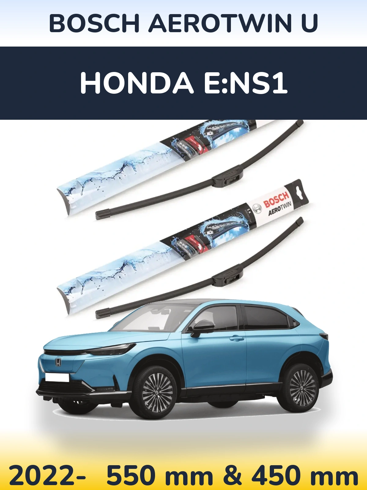 Комплект передніх щіток BOSCH AeroTwin U 550 & 450 мм для Honda e:NS1 2022-2026