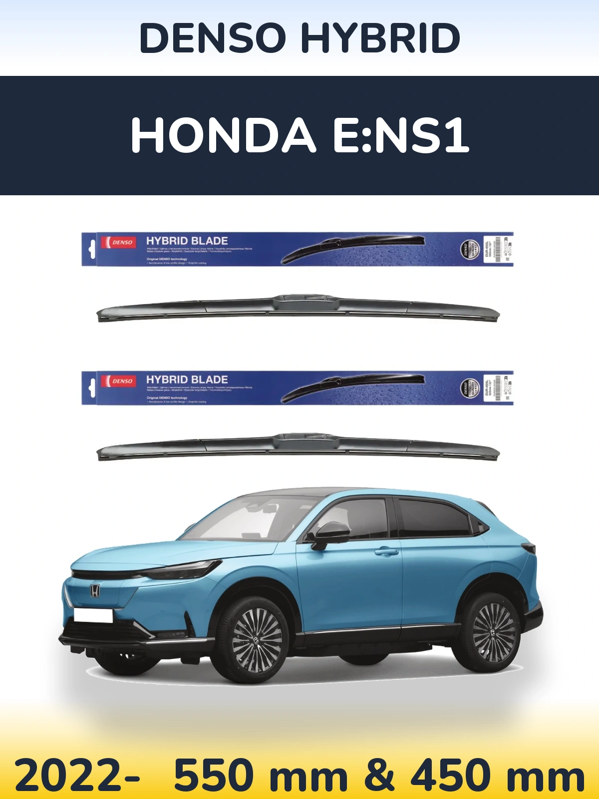 Komplet przednich wycieraczek Denso Hybrid 550 & 450 mm do Honda e:NS1 2022-2026