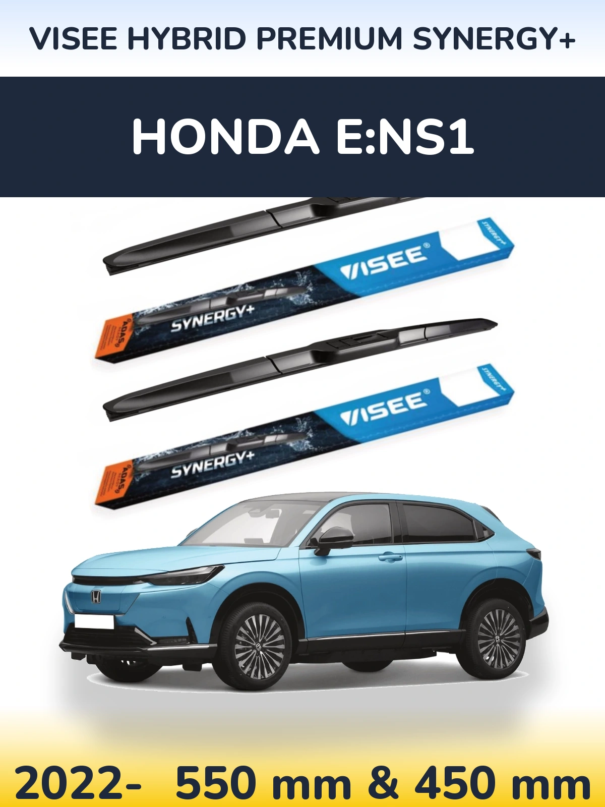 Комплект передніх щіток VISEE HYBRID PREMIUM SYNERGY+ 550 & 450 мм для Honda e:NS1 2022-2026