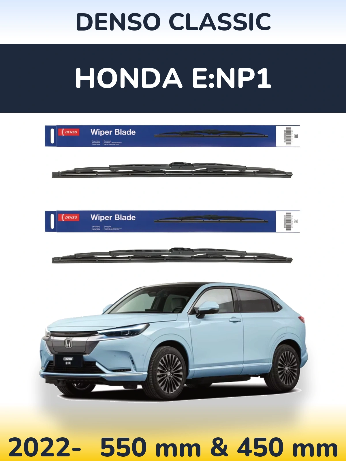 Komplet przednich wycieraczek Denso Classic 550 & 450 mm do Honda e:NP1 2022-2026
