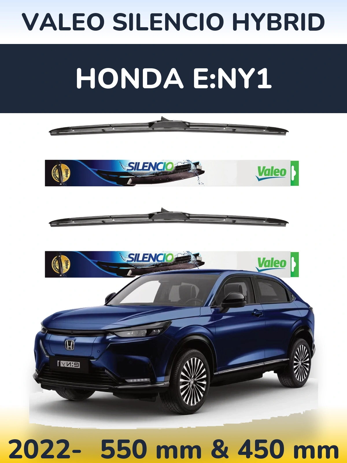 Комплект передніх щіток Valeo Silencio Hybrid 550 & 450 мм для Honda e:Ny1 2022-2026