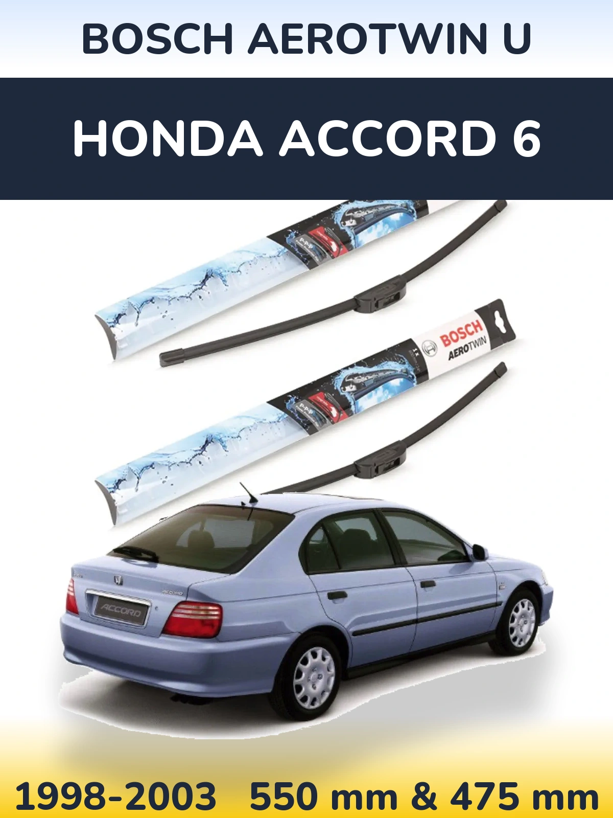 Komplet przednich wycieraczek BOSCH AeroTwin U 550 & 475 mm do Honda Accord 6 1998-2003