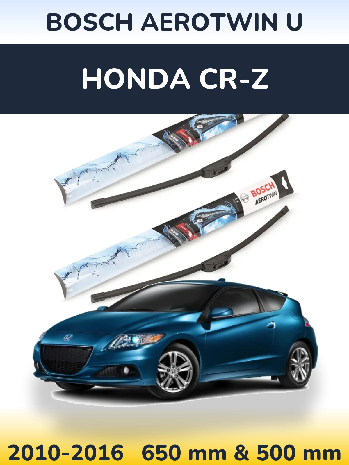 Комплект передних дворников BOSCH AeroTwin U 650 & 500 мм для Honda CR-Z 2010-2016