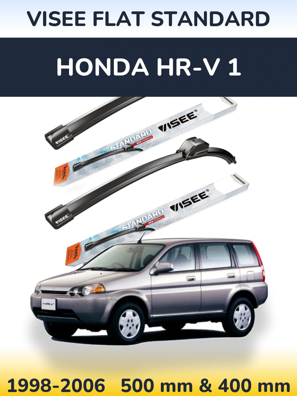 Komplet przednich wycieraczek VISEE FLAT STANDARD 500 & 400 mm do Honda HR-V 1 1998-2006