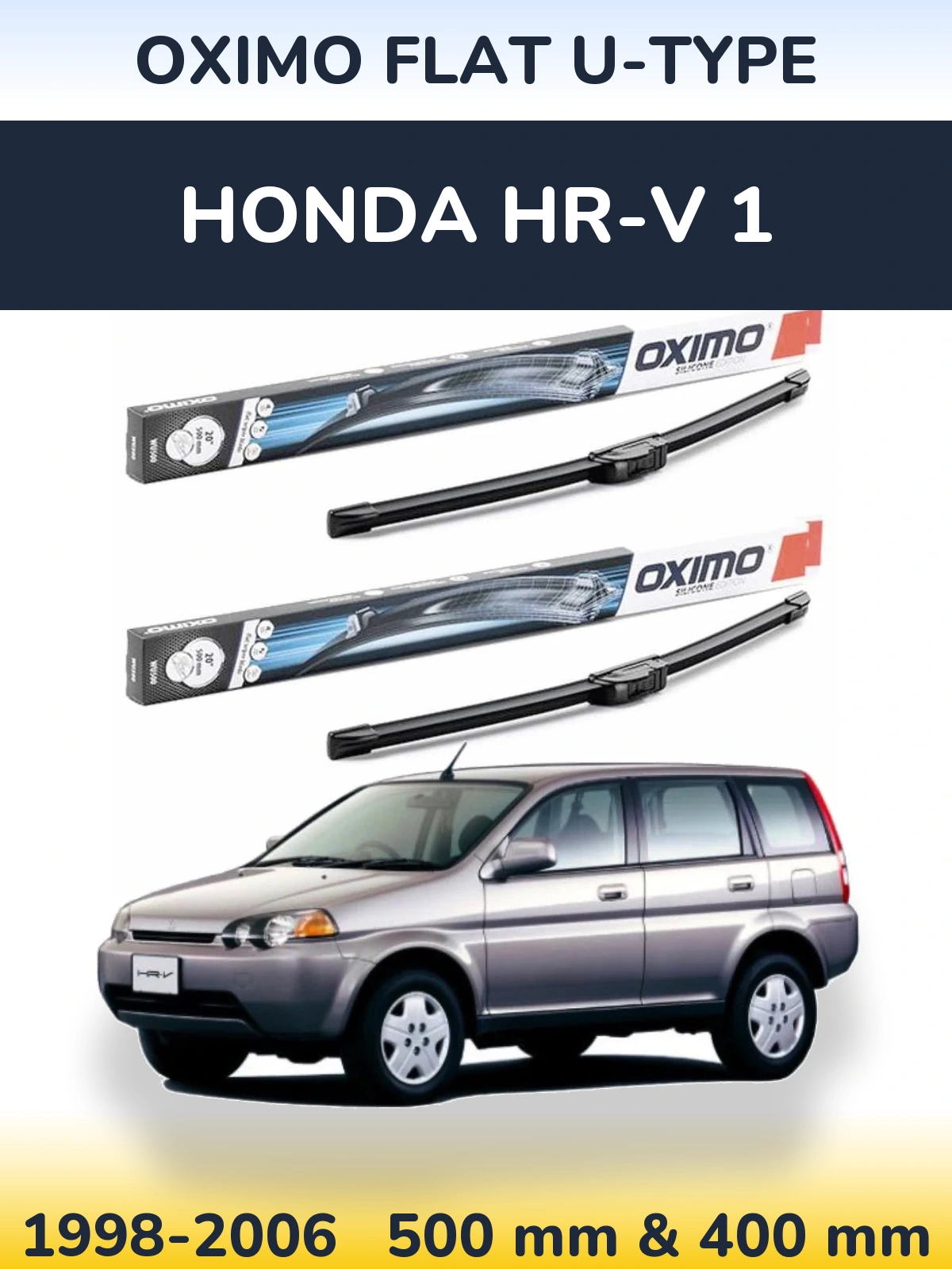 Комплект передних дворников Oximo Flat U-type 500 & 400 мм для Honda HR-V 1 1998-2006