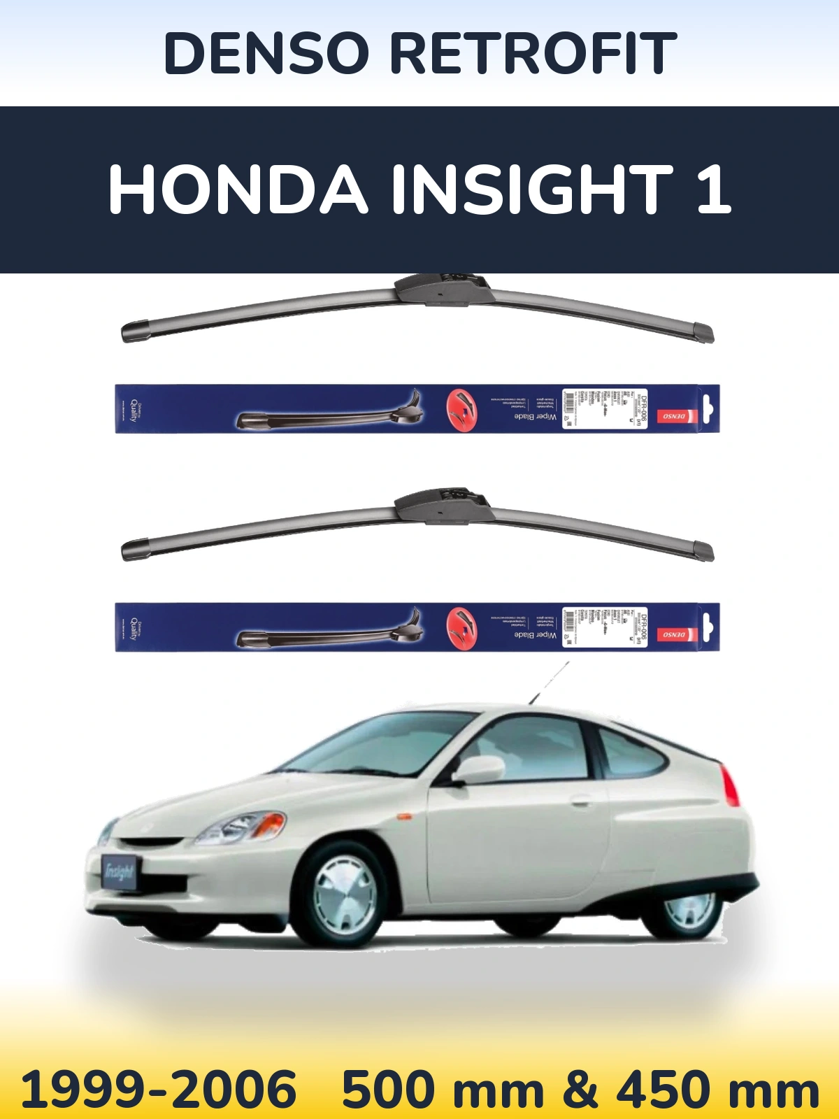 Комплект передних дворников Denso Retrofit 500 & 450 мм для Honda Insight 1 1999-2006