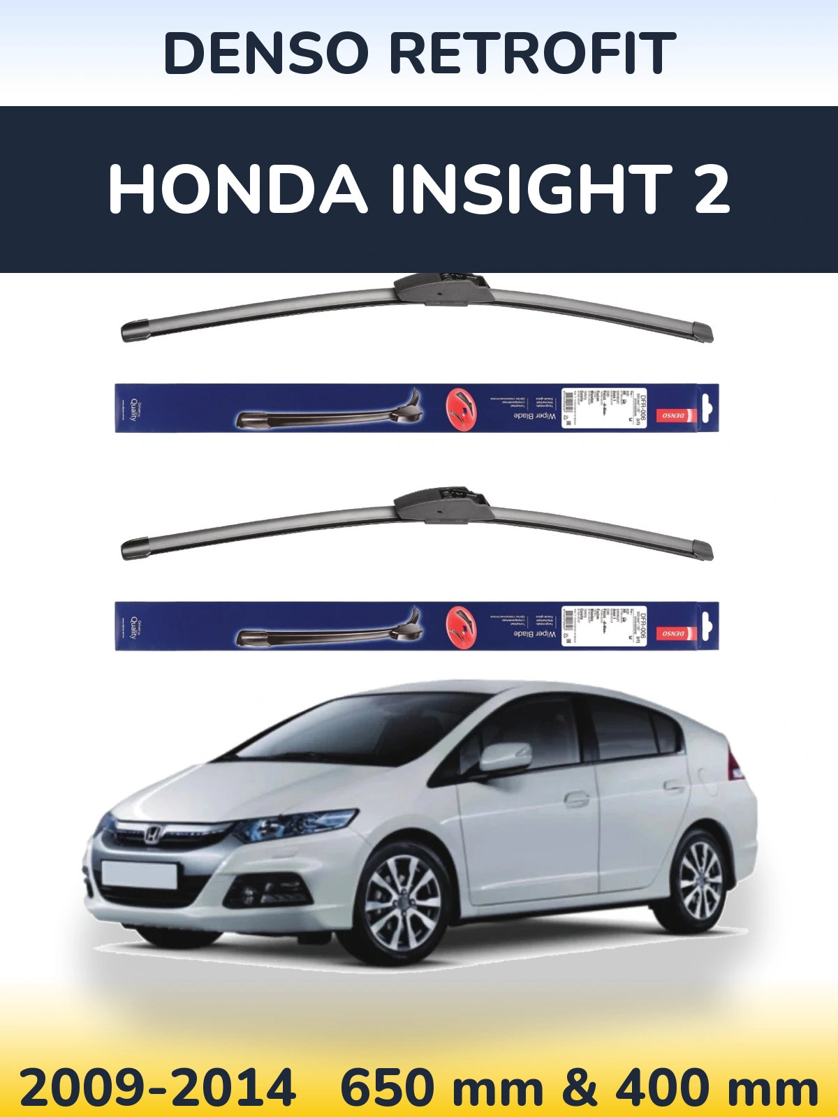 Комплект передних дворников Denso Retrofit 650 & 400 мм для Honda Insight 2 2009-2014