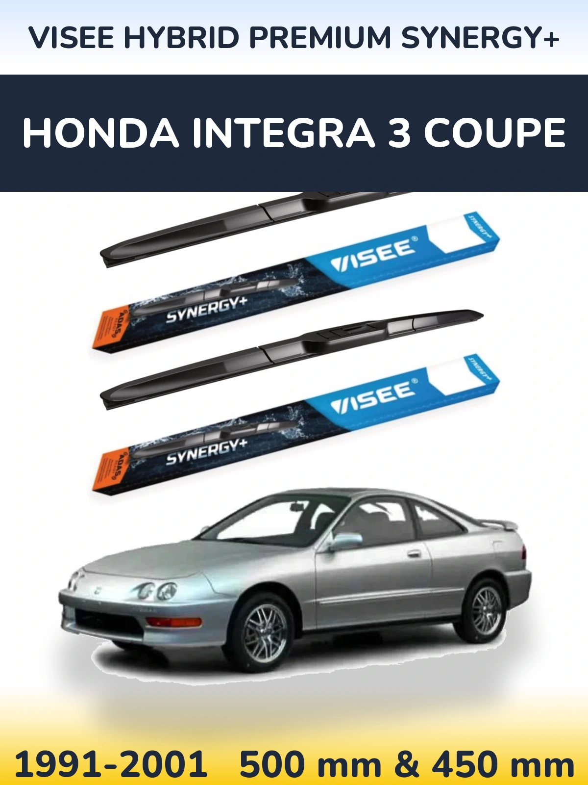 Комплект передніх щіток VISEE HYBRID PREMIUM SYNERGY+ 500 & 450 мм для Honda Integra 3 coupe 1991-2001