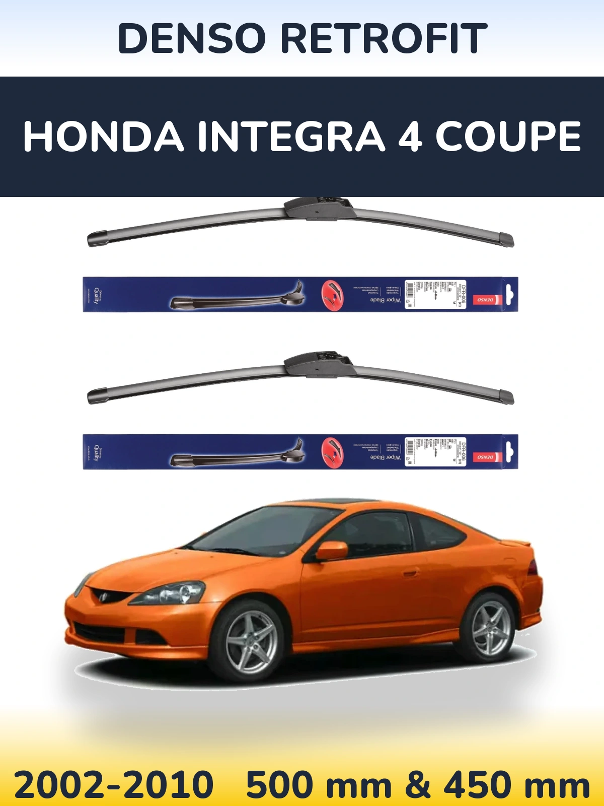 Komplet przednich wycieraczek Denso Retrofit 500 & 450 mm do Honda Integra 4 coupe 2002-2010