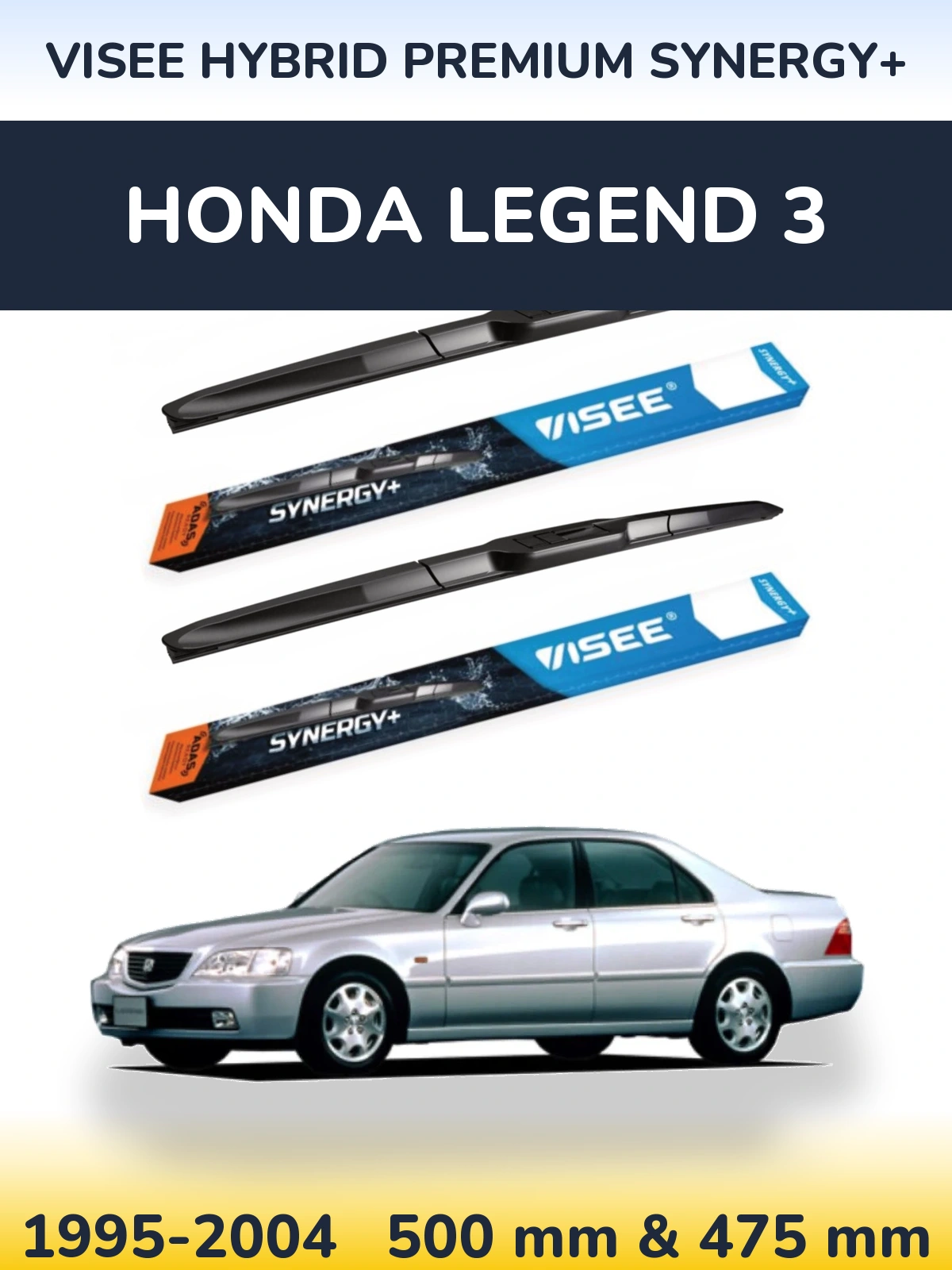 Komplet przednich wycieraczek VISEE HYBRID PREMIUM SYNERGY+ 500 & 475 mm do Honda Legend 3 1995-2004