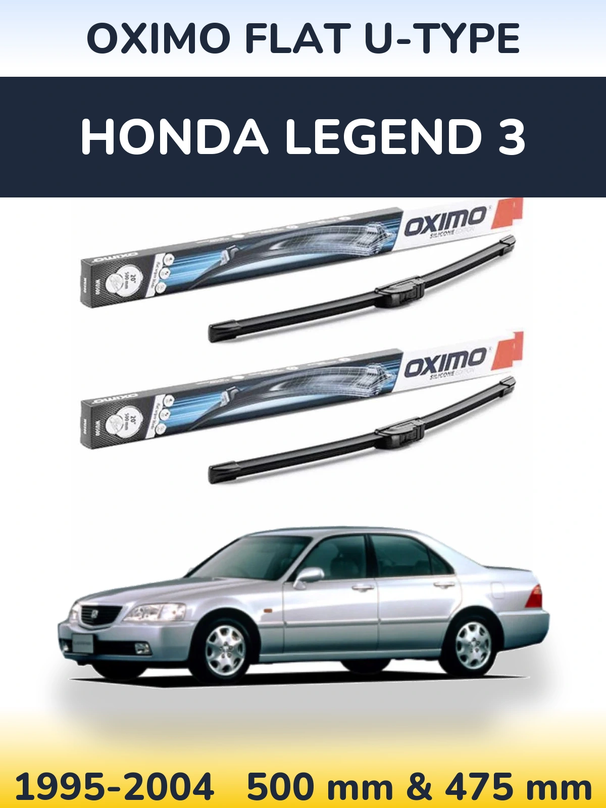 Komplet przednich wycieraczek Oximo Flat U-type 500 & 475 mm do Honda Legend 3 1995-2004