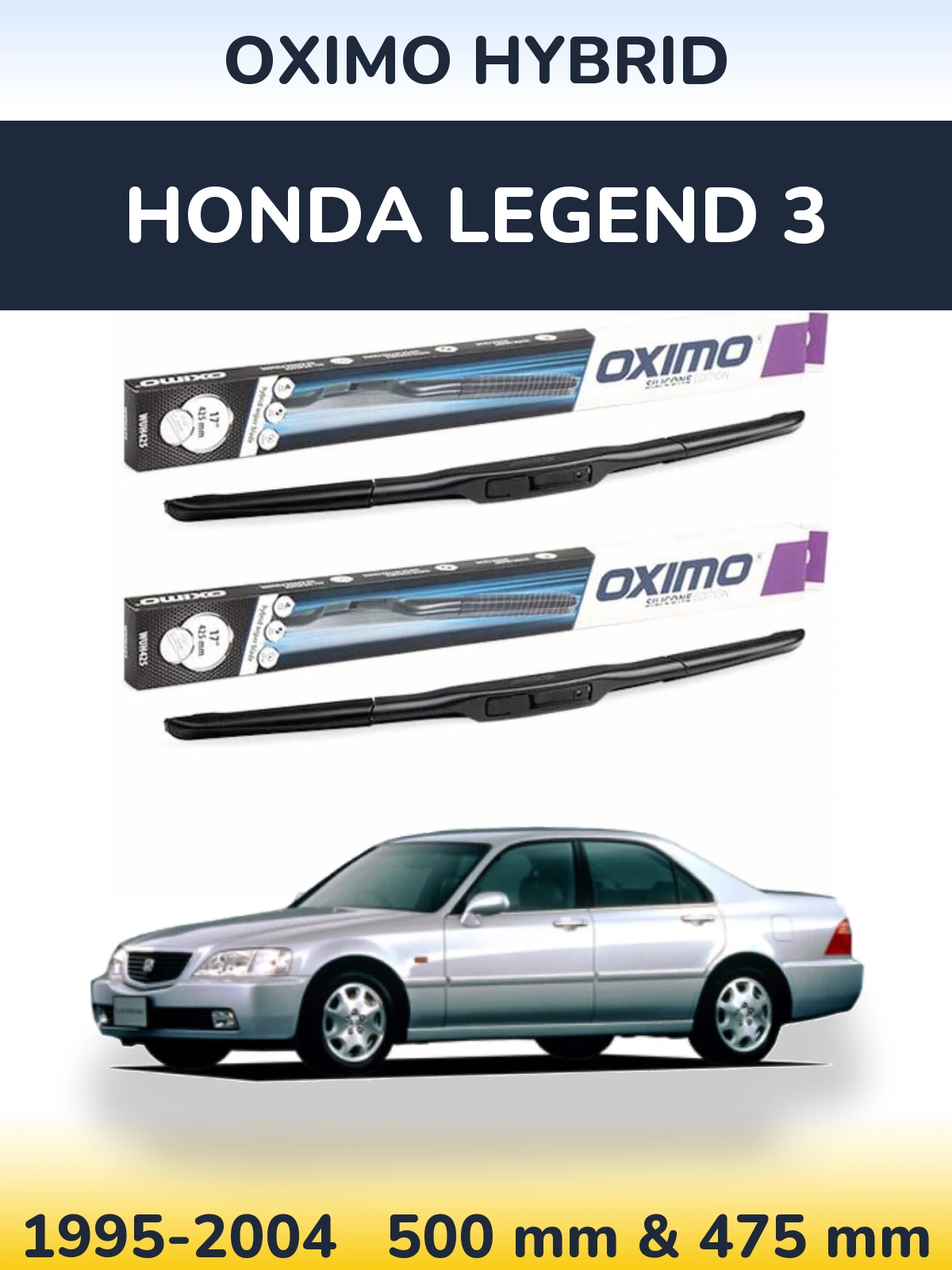 Комплект передних дворников Oximo Hybrid 500 & 475 мм для Honda Legend 3 1995-2004